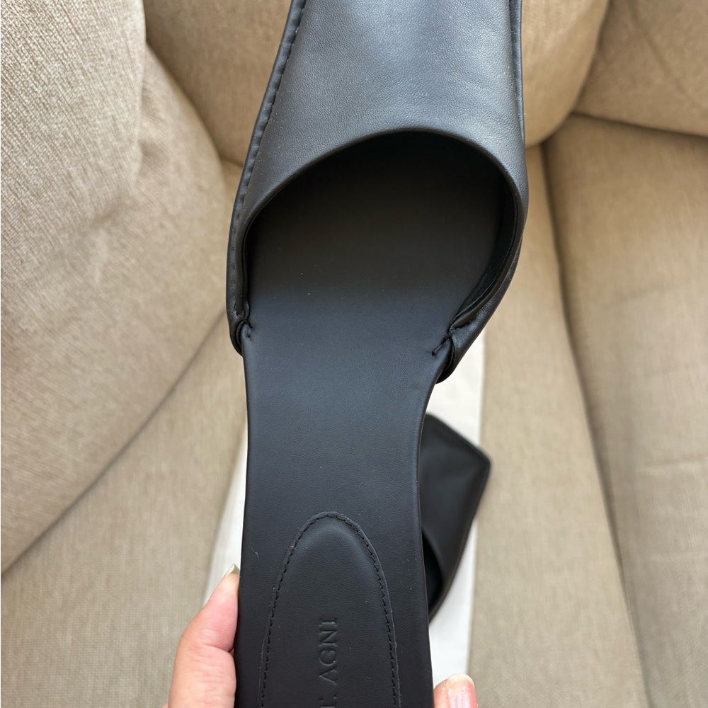 St. Agni Women's Black Leather Mules - Picture 2 of 5